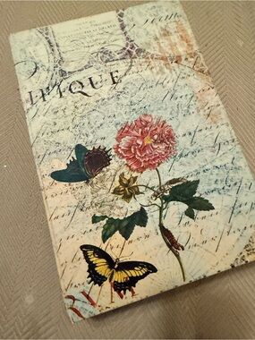 Vintage Floral & Butterfly Canvas Art Print - Pink Carnation